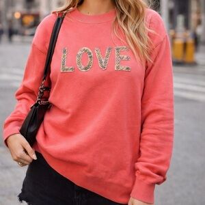 Ortwein LOVE Sweater Size M – Coral Pink Sparkle Valentine Knit